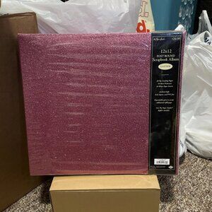 The Paper Studio 12x12 Post Bound Scrapbook Album - Glitter - Hot Pink